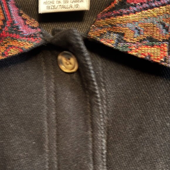 Jessica Howard Women's Jacket Size 10 Fine Corduroy Look Tapestry Inset Button - Picture 3 of 8